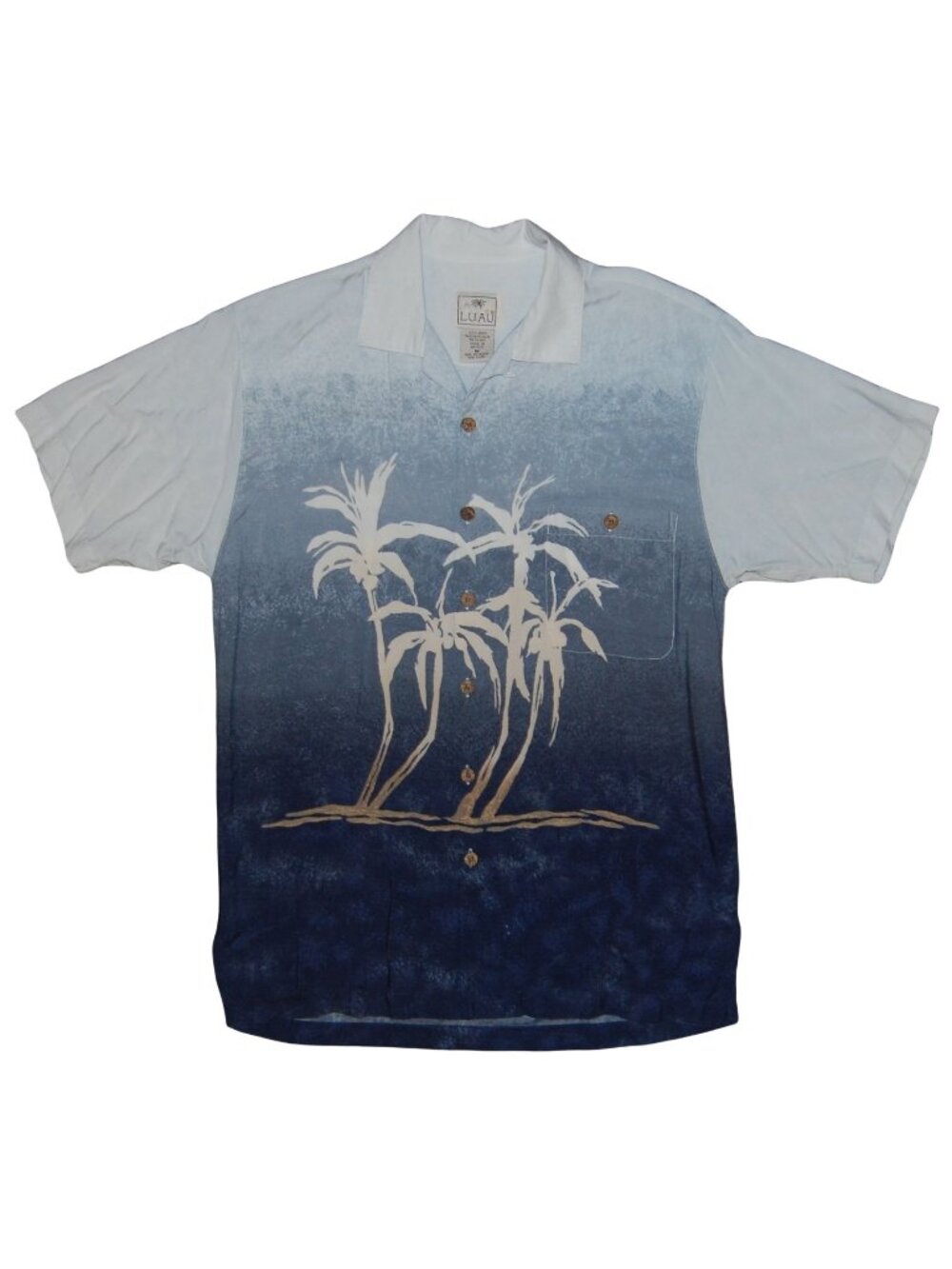 Vintage Luau Short Sleeve Button Up Hawaiian Shirt Men's Medium Palm Trees